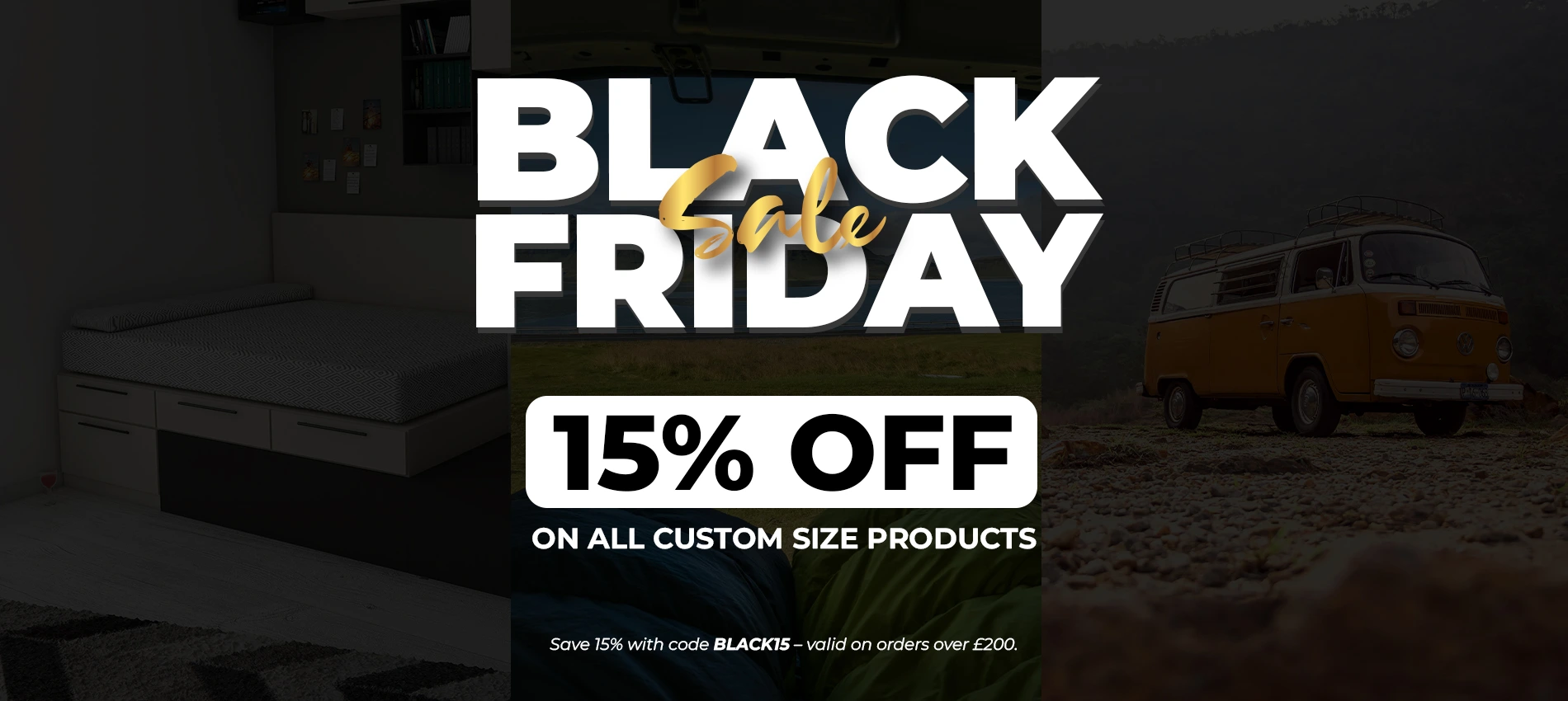 Save 15% on special-size and custom sized products this Black Friday