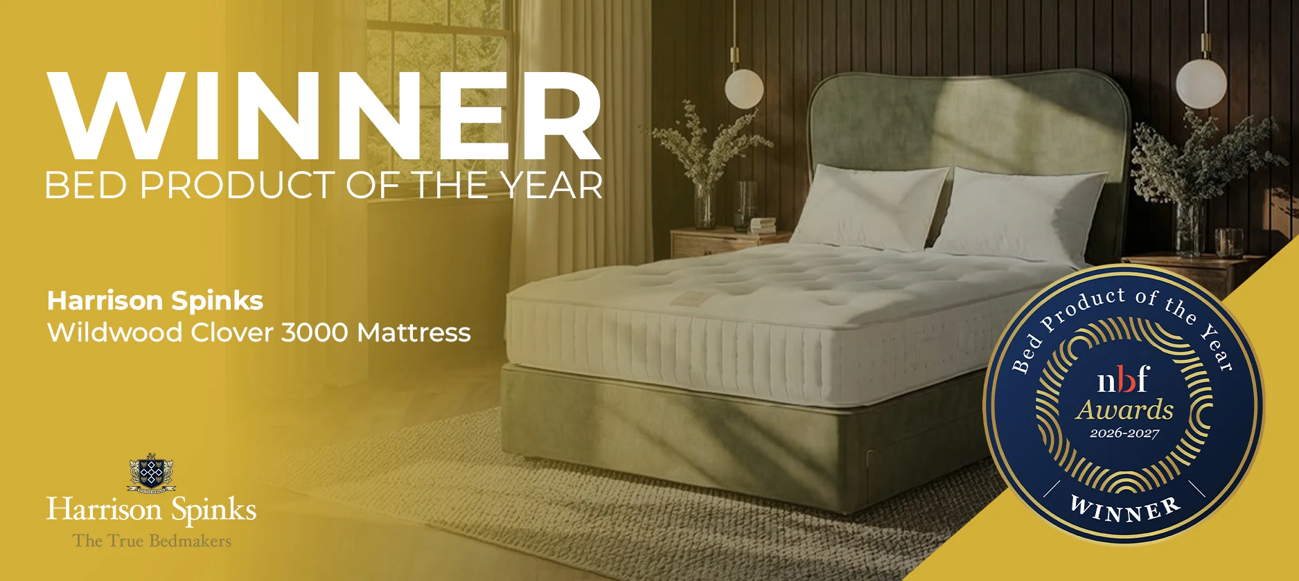 NBF Bed Product of the Year - Harrison Spinks Wildwood Clover 3000 Mattress available now