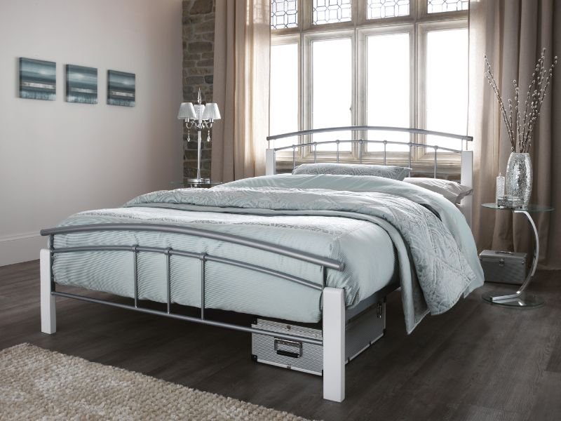Serene Tetras White Metal Bed Frame