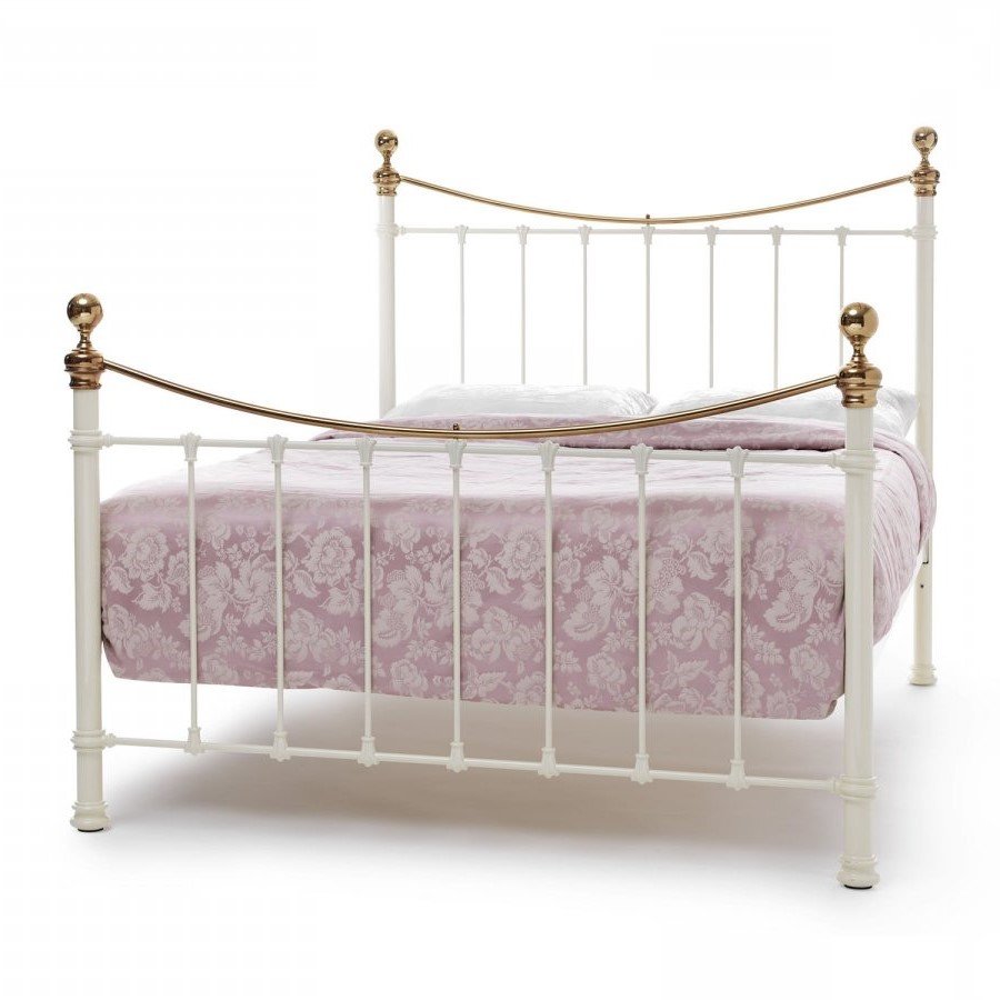 Serene Ethan Ivory Gloss with Brass Bed Frame