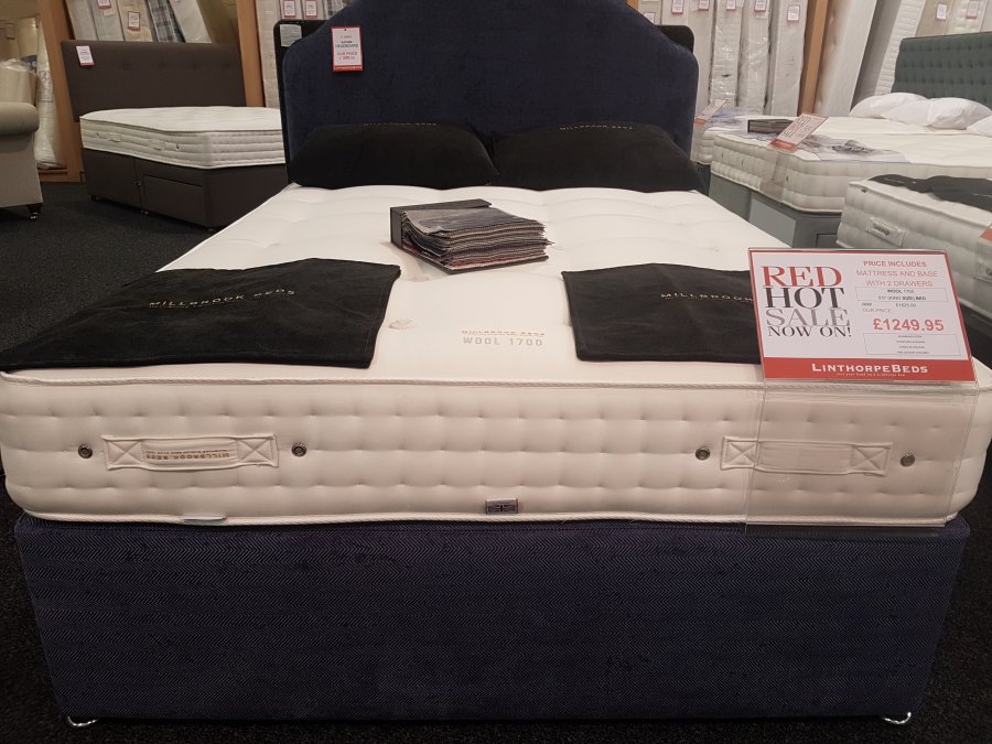 King Size Millbrook Wool 1700 Divan Bed With Headboard *Display Model*
