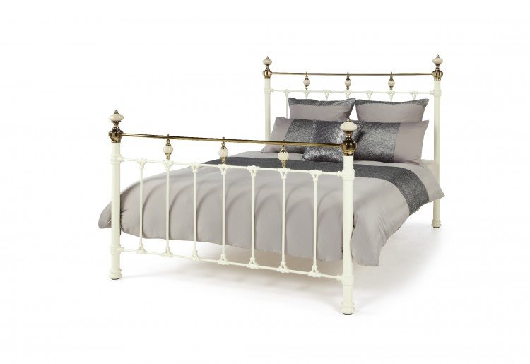 Serene Abigail Ivory with Dark Brass Precious Metal Bed Frame