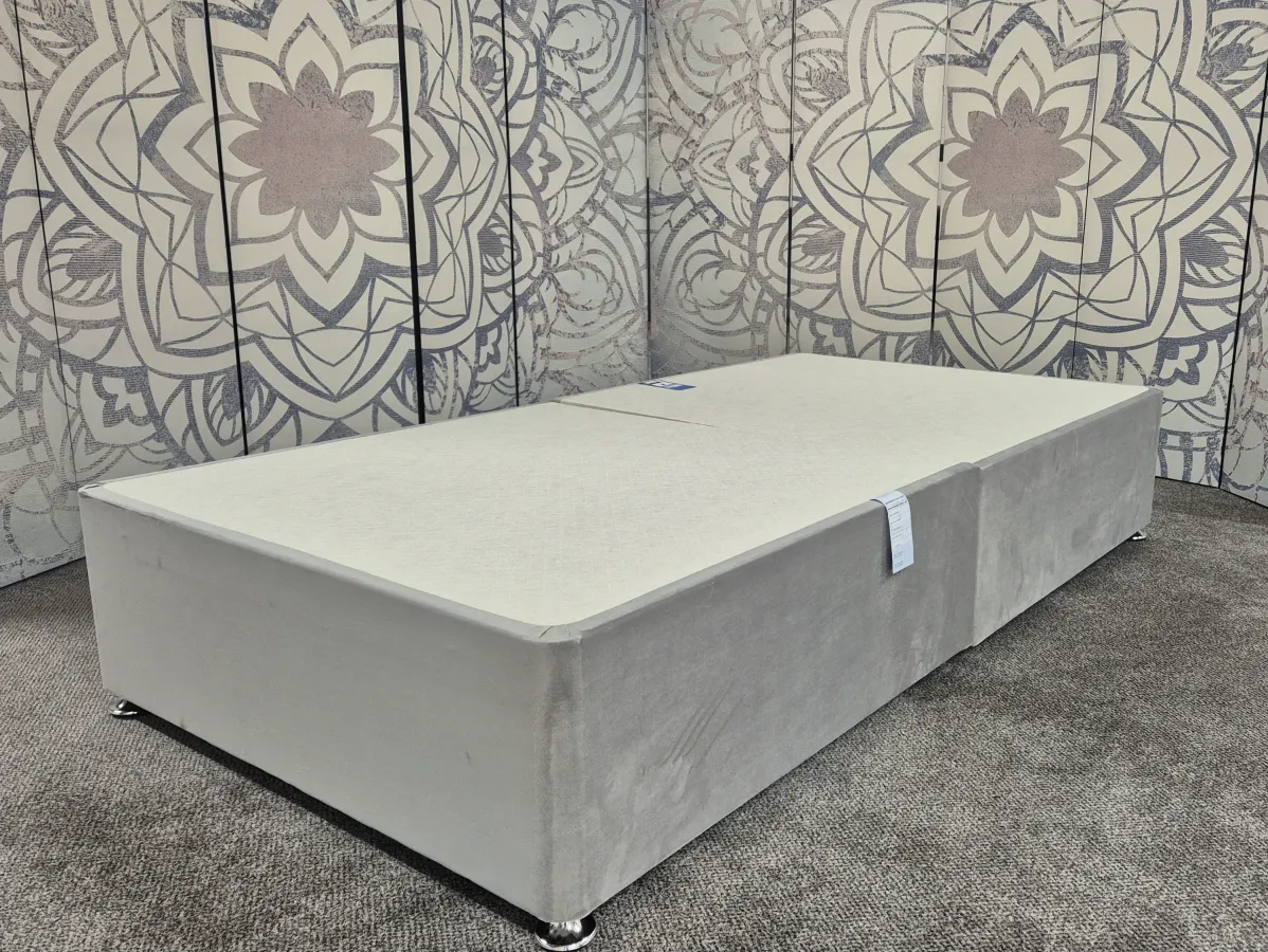 Clearance Custom Large Single Divan Base Only Plush Silver