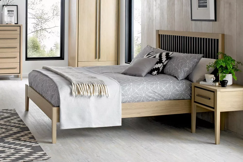Bentley Designs Rimini Aged Oak & Weathered Oak Slatted Bedstead