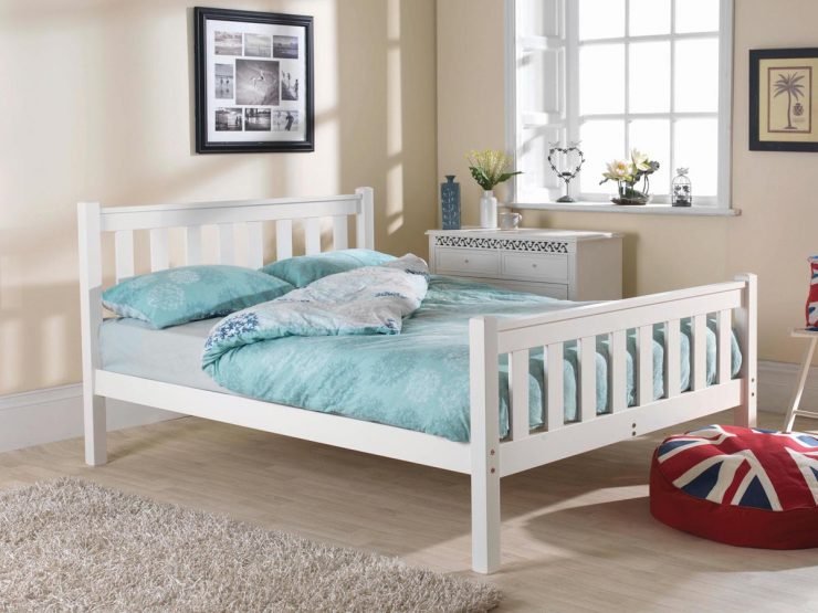 Shaker High Foot White Custom King Size Bed Frame
