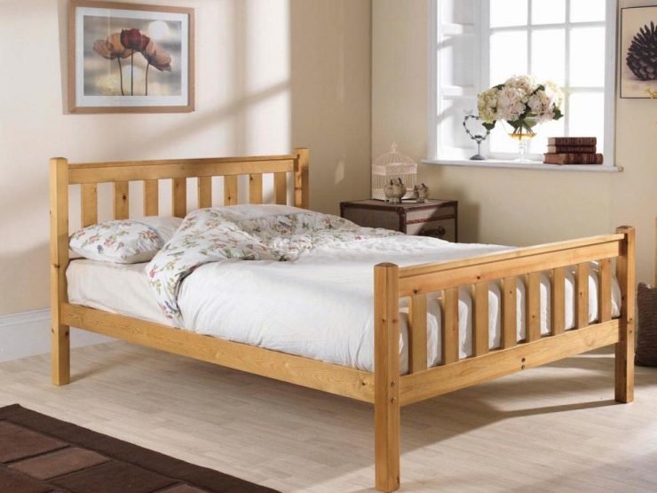 Shaker High Foot Natural Custom Double Size Bed Frame
