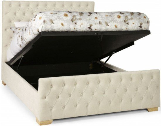 Serene Lillian Ottoman Storage Fabric Bed Frame